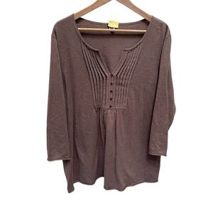 Eddie Bauer Cotton and Cashmere Top Size 2XL in Chocolate
